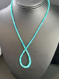Native American Women's Blue Opal Bead Necklace | Sterling Silver | Authentic Handmade | 20" | 187