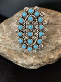 Navajo Blue Cluster Turquoise Petti-Point Ring | Authentic Native American Sterling Silver | Multi-Stone | Sz 7 | 618