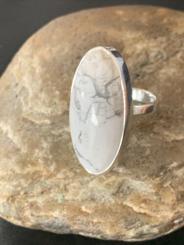 Southwestern Women's Navajo White Howlite Ring | Sterling Silver | Sz 9.5 | 11609