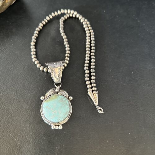 Navajo Blue Golden Hills Pendant Necklace | Sterling Silver | Authentic Native American Handmade | 14599