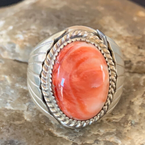 Native American Navajo Red Spiny Oyster Ring | Sterling Silver | Sz 10 | 11939