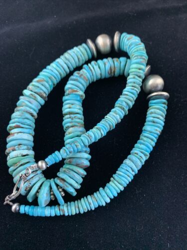 Navajo Graduated Turquoise Necklace | Sterling Silver | Authentic Native American | 18" | 1725