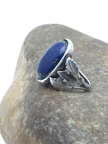 Navajo Blue Lapis Feather Ring | Sterling Silver | Sz 5 | Authentic Native American Handmade | 4168