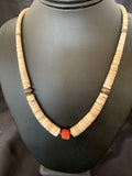 Southwestern Santo Domingo Shell Bead Pendant & Pearls Necklace | Authentic Native American | 20" | 12522