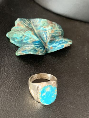 Navajo Blue Kingman Turquoise Ring | Sterling Silver | Sz 10 | Authentic Native American Handmade | 14150