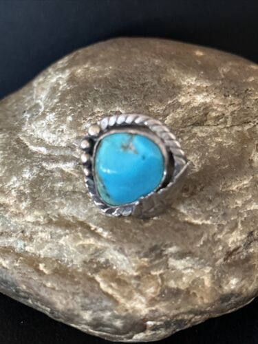 Navajo Blue Kingman Turquoise Ring | Sterling Silver | Sz 5 | Authentic Native American Handmade | 14701