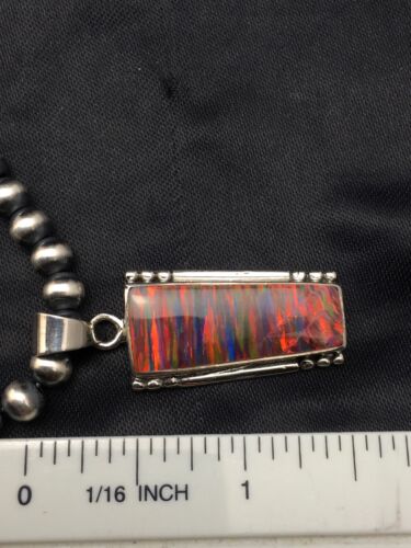 Navajo Red Opal Pendant Necklace & Earrings Set | Sterling Silver | Native American Handmade | 4402