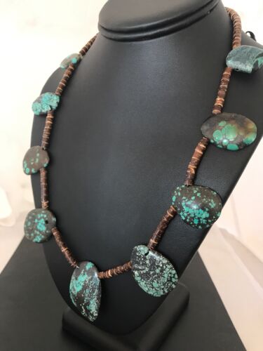 Navajo Sterling Silver Spiderweb Turquoise Bone Teardrop Pendant Necklace | Authentic Native American Handmade | 3968