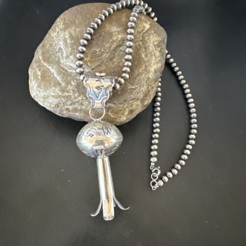 Native American Navajo Sterling Silver Necklace | 3.5" Naja Pendant | 20" | 16479