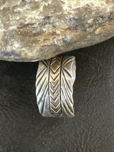 Men's Wedding Band | Wide Navajo Stamped 14K Gold Sterling Silver Ring | Sz 8.5 | 15460