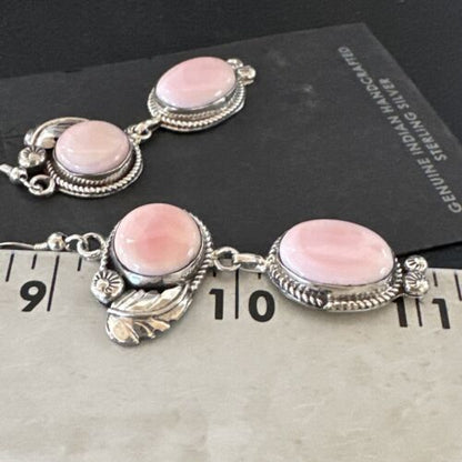 Navajo Pink Conch Shell Dangle Earrings | Sterling Silver | Authentic Native American Handmade | 17191