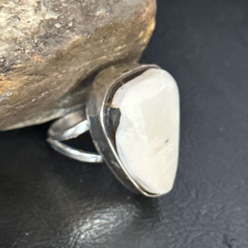 Men's Navajo White Buffalo Turquoise Ring | Sterling Silver | Sz 8.5 | Authentic Native American Handmade | 14745