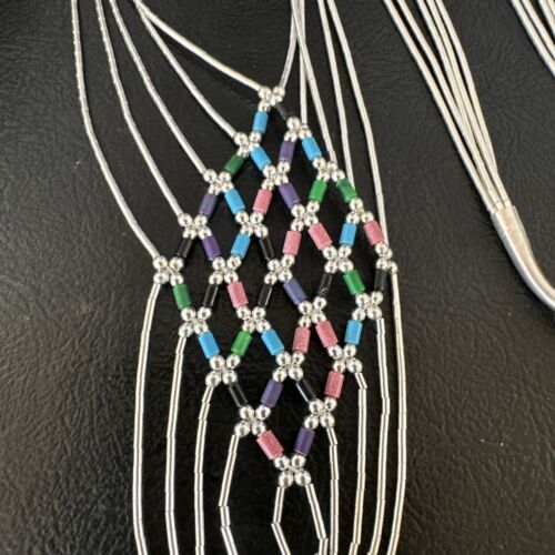 Crisscross Multi-Color Heishi Necklace | 5 Strand Liquid Sterling Silver | 22" | 15883