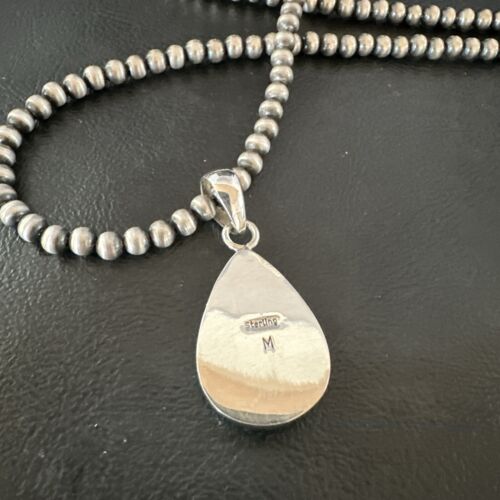 Blue Kingman Turquoise Pendant | Navajo Pearls | Sterling Silver Necklace 20" | 17010