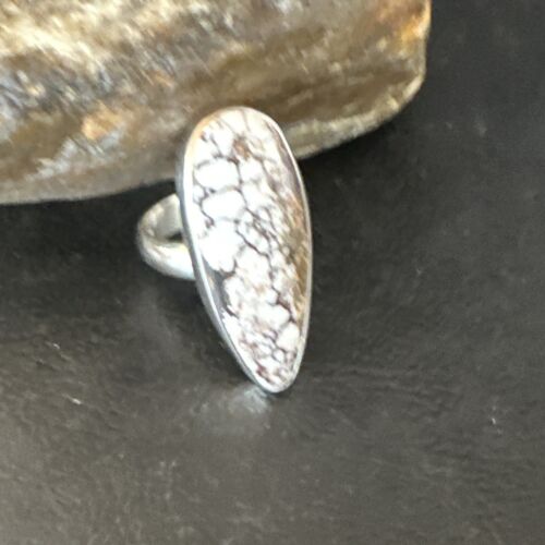 Navajo Wild Horse Turquoise Ring | Sterling Silver | Sz 8 Adjustable | Authentic Native American Handmade | 15554