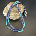 Navajo Blue Turquoise Lapis Necklace | Sterling Silver | 22" | Authentic Native American Handmade | 17554