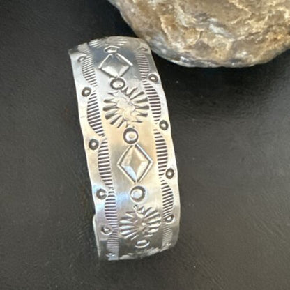 Navajo Stamped Cuff Bracelet | Sterling Silver | Authentic Native American Handmade | 17460