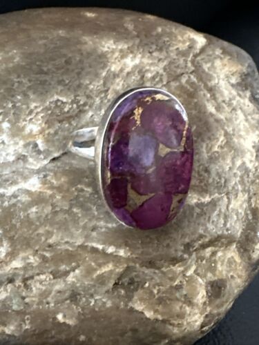 Navajo Purple Mojave Turquoise Ring | Sterling Silver | Sz 8 | Authentic Native American Handmade | 15604