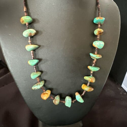 Navajo Royston Turquoise Shell Heishi Bead Necklace | Sterling Silver | 20" | 16956