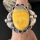 Navajo Yellow Bumble Bee Jasper Ring | Sterling Silver | Sz 9 | Authentic Native American Handmade | 14943