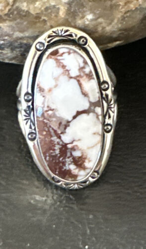 Navajo Wild Horse Turquoise Ring | Sterling Silver | Sz 8.5 | Authentic Native American Handmade | 16470