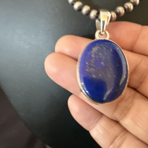 Navajo Blue Lapis Pendant with Pearls | Sterling Silver Necklace | 20" | Authentic Native American Handmade | 16663