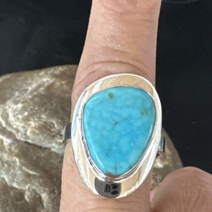 Navajo Blue Kingman Turquoise Ring | Sterling Silver | Sz 10 | Authentic Native American Handmade | 16581