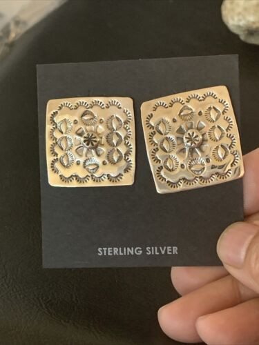 Navajo Stamped Sterling Silver Earrings Set | Authentic Native American Handmade | 1199