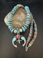 Navajo Men's Turquoise Purple Spiny Naja Pendant Necklace | Sterling Silver | Authentic Native American Handmade | 14953