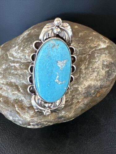 Men's Blue Kingman Turquoise Ring | Navajo Sterling Silver | Sz 9.5 | Authentic Native American Handmade | 15518