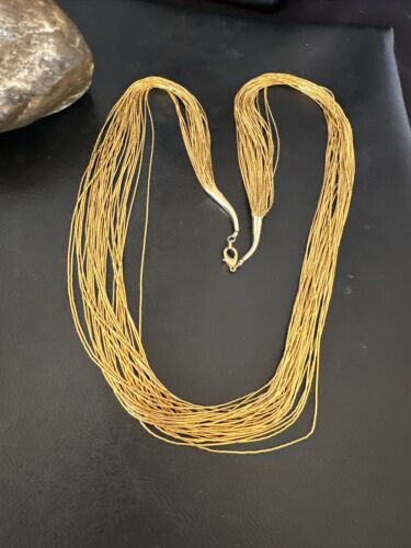 Navajo Gold Filled Heishi Tubes | 30 Strand Liquid Sterling Silver Necklace 29" | 17394
