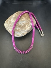 Stabilized Purple Sugilite Beads Silver Tubes Necklace | Graduated | Authentic Native American | 19" | 10471