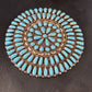 XXL Navajo Blue Turquoise Needle Point Wheel Pin Pendant | Sterling Silver | Authentic Native American Jewelry | 15155