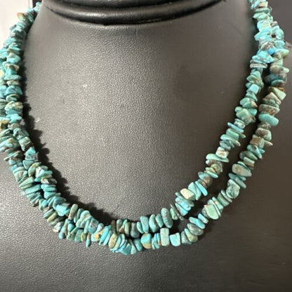 Men's Navajo Blue Kingman Turquoise Shell Necklace | 17" | Authentic Native American Handmade | 16954