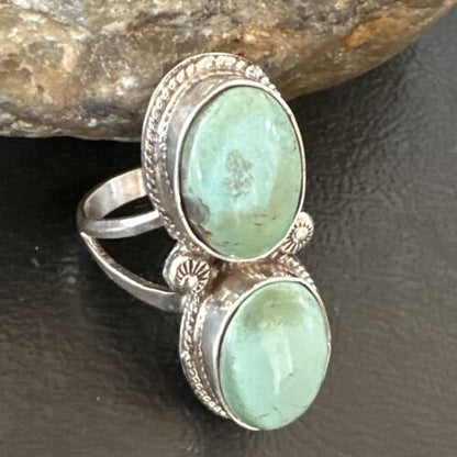 Navajo Blue Dry Creek Turquoise Multi-Stone Ring | Authentic Native American Sterling Silver | Sz 10 | 16740