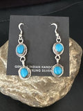 Kingman Turquoise Dangle Earrings | Navajo Sterling Silver | Authentic Native American Handmade | 14869