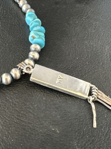 Navajo Kingman Turquoise Pendant Necklace | Sterling Silver | Native American Handmade | 14827