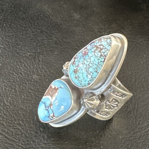 Navajo Blue Golden Hills Turquoise Multi-Stone Ring | Authentic Native American Sterling Silver | Sz 7 | 16284
