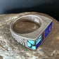 Men's Navajo Inlay Ring | Sterling Silver Lapis Blue Spiderweb Turquoise | Sz 8 | 15915