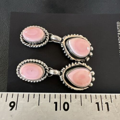 Navajo Pink Conch Squash Blossom Necklace with Naja Pendant | Authentic Native American Handmade | 17441