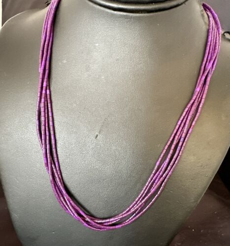 Stabilized Sugilite 5-Strand Heishi Necklace | Sterling Silver Tube | 19" | 17172