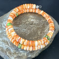 Navajo Orange Spiny Oyster & Green Turquoise Bracelet | 6mm Memory Wire | Authentic Native American Handmade | 17622