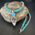 Navajo Wild Horse | Blue Kingman Turquoise Pendant Necklace | Sterling Silver | Native American Handmade | 17573