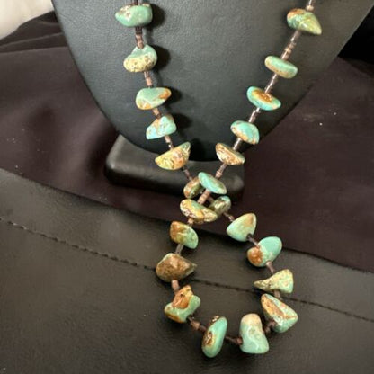 Navajo Royston Turquoise Shell Heishi Bead Necklace | Sterling Silver | 30" | 16955