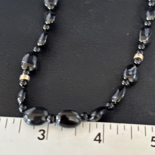 Navajo Black Onyx Necklace | Sterling Silver & Gold Filled | 18" | Authentic Native American Handmade | 10018