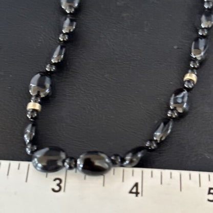 Navajo Black Onyx Necklace | Sterling Silver & Gold Filled | 18" | Authentic Native American Handmade | 10018