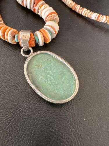 Navajo Green Turquoise Pendant | Sterling Silver | Authentic Native American Handmade | 17452