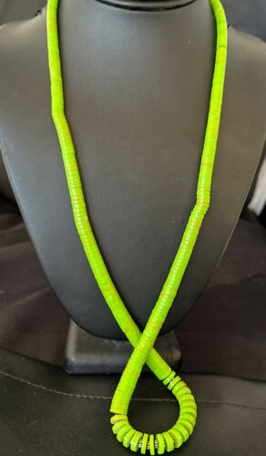 Navajo Green Gaspeite Graduated Necklace | Sterling Silver | Authentic Native American | 29" | 16466