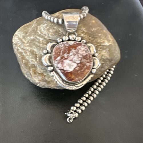 Navajo Wild Horse Turquoise Pendant Necklace | Sterling Silver | Authentic Native American Handmade | 17113