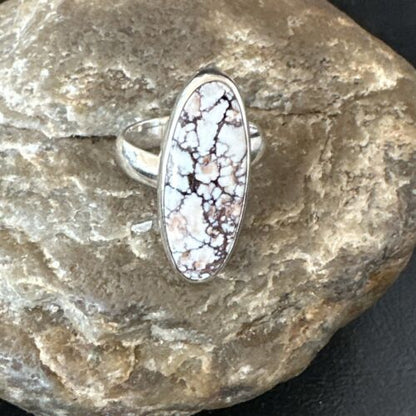 Men's and Women's Wild Horse Turquoise Ring | Navajo Sterling Silver | Sz 7 | 17358